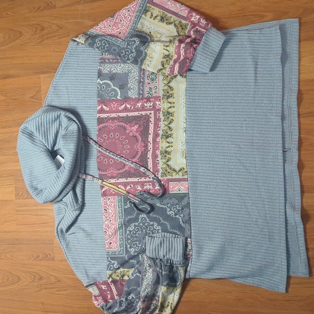 White Birch Cowl Neck Ribbed Sweater 2X